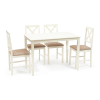 Обеденный комп. эконом Хадсон (стол+4 стула) Hudson Dining Set дерев.гевея lvory white тк.
