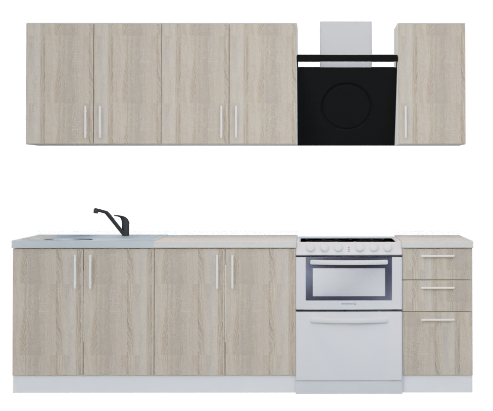 Кухня PLAIN sonoma 2.0м (Без столешницы, мойки, сушки)