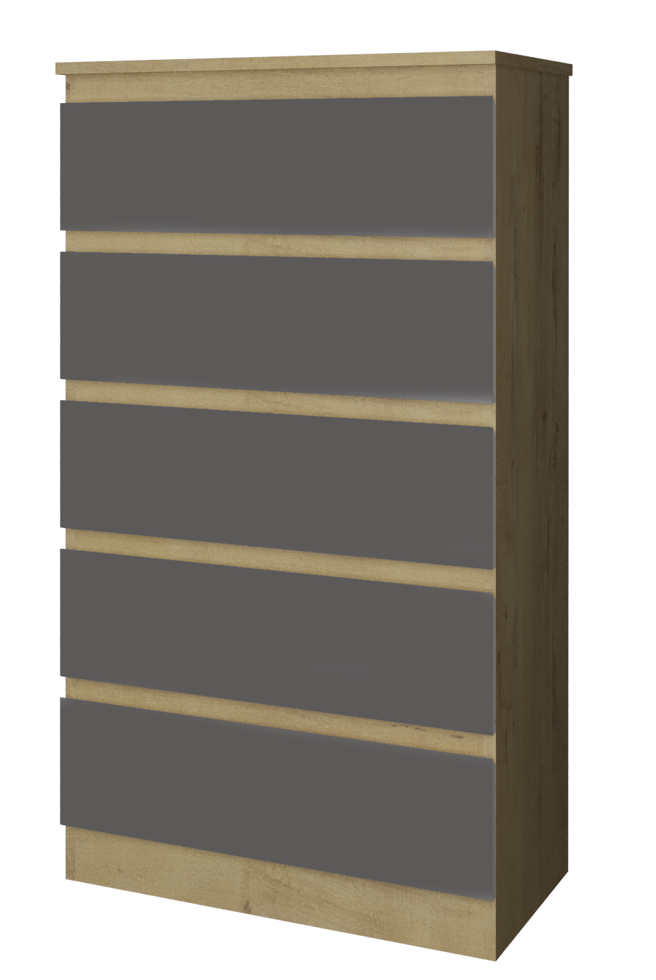 Комод "Твист" Лайт  Мини 5 ящ Дуб бунратти/базальт (Без фурнитуры)