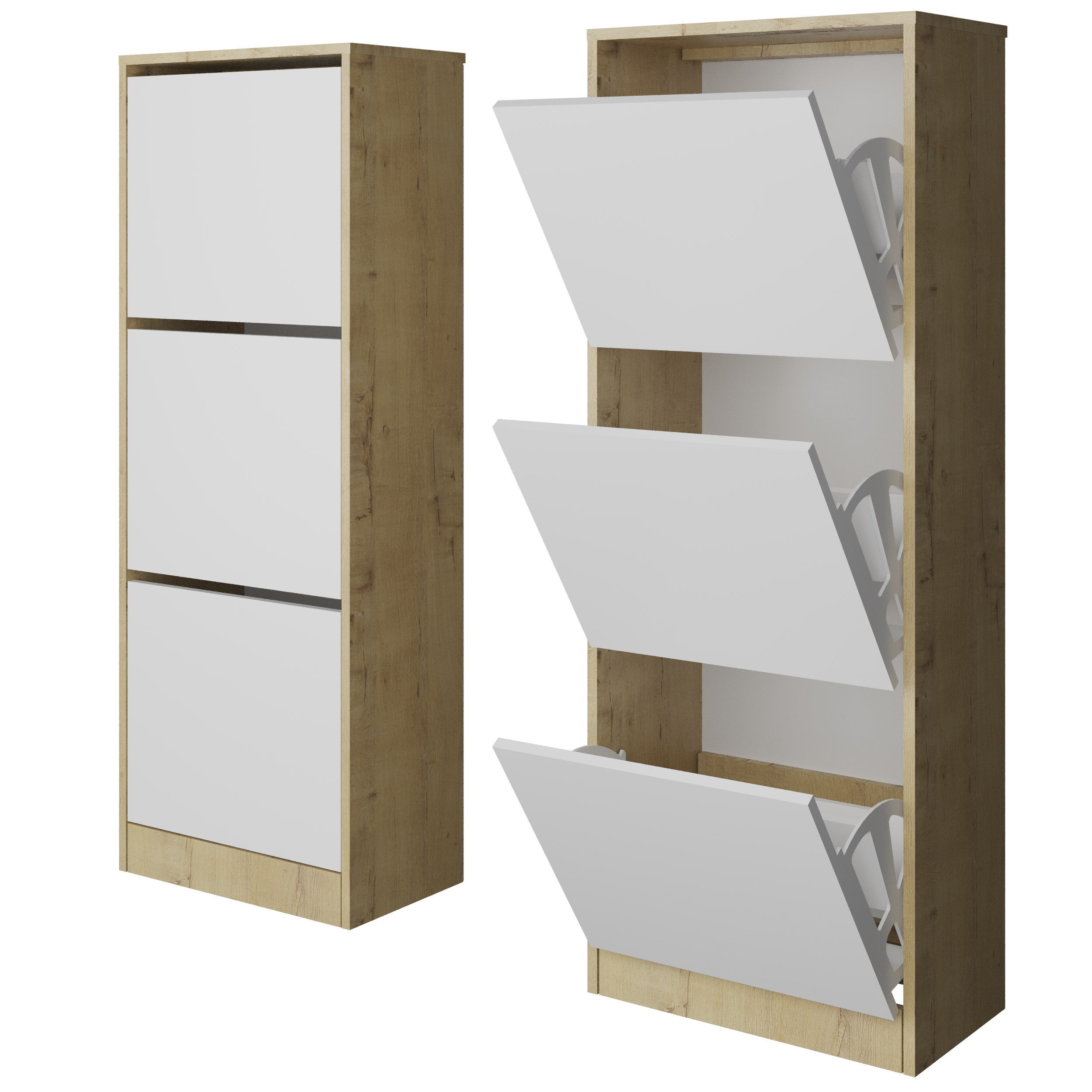 Обувница Твист Лайт 3 ящика  Дуб вотан/белый