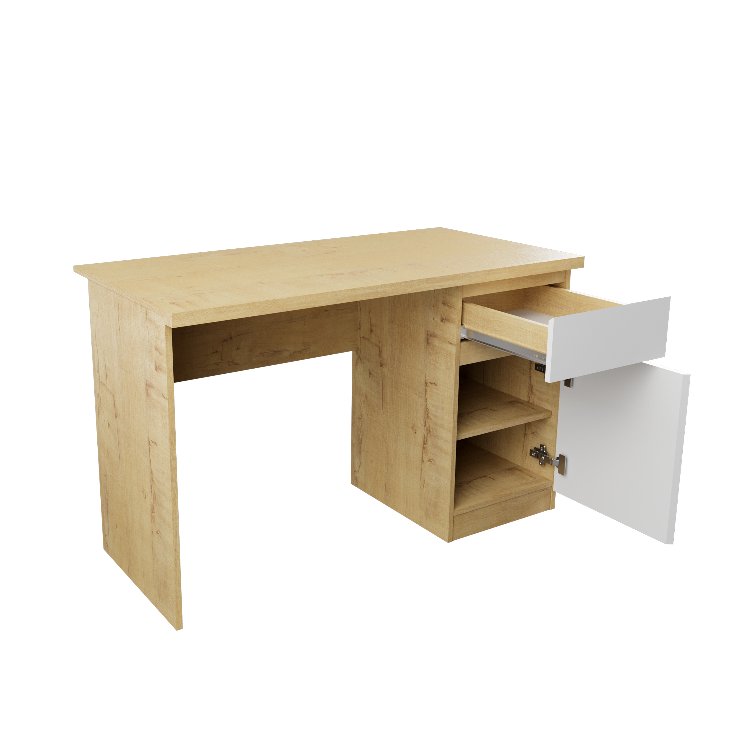 Стол письменный " Твист" Лайт однотумбовый Дуб бунратти/белый (правый)