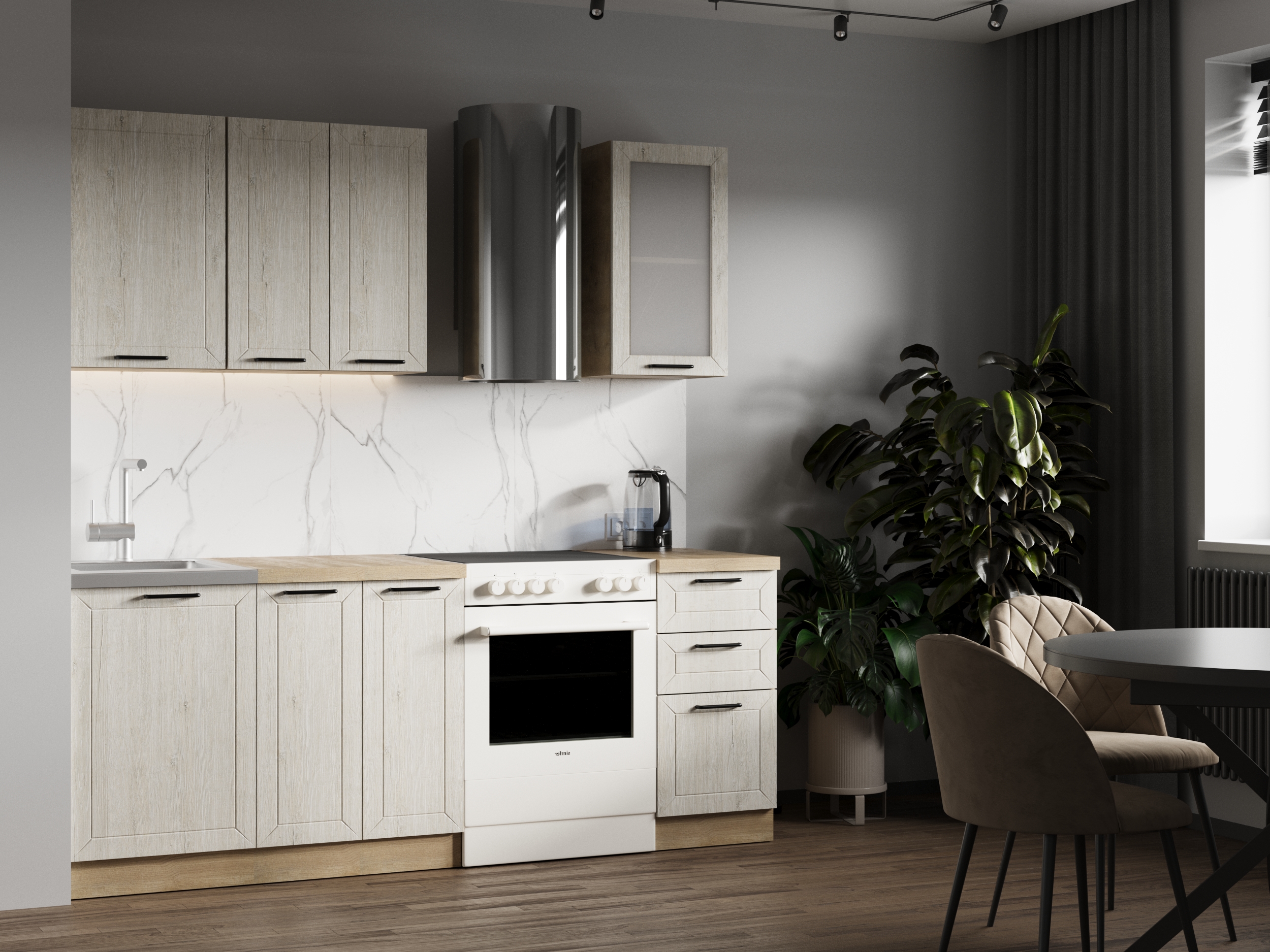 Кухня GRACIA Белое дерево 1,5м (без столешницы, мойки, сушки)