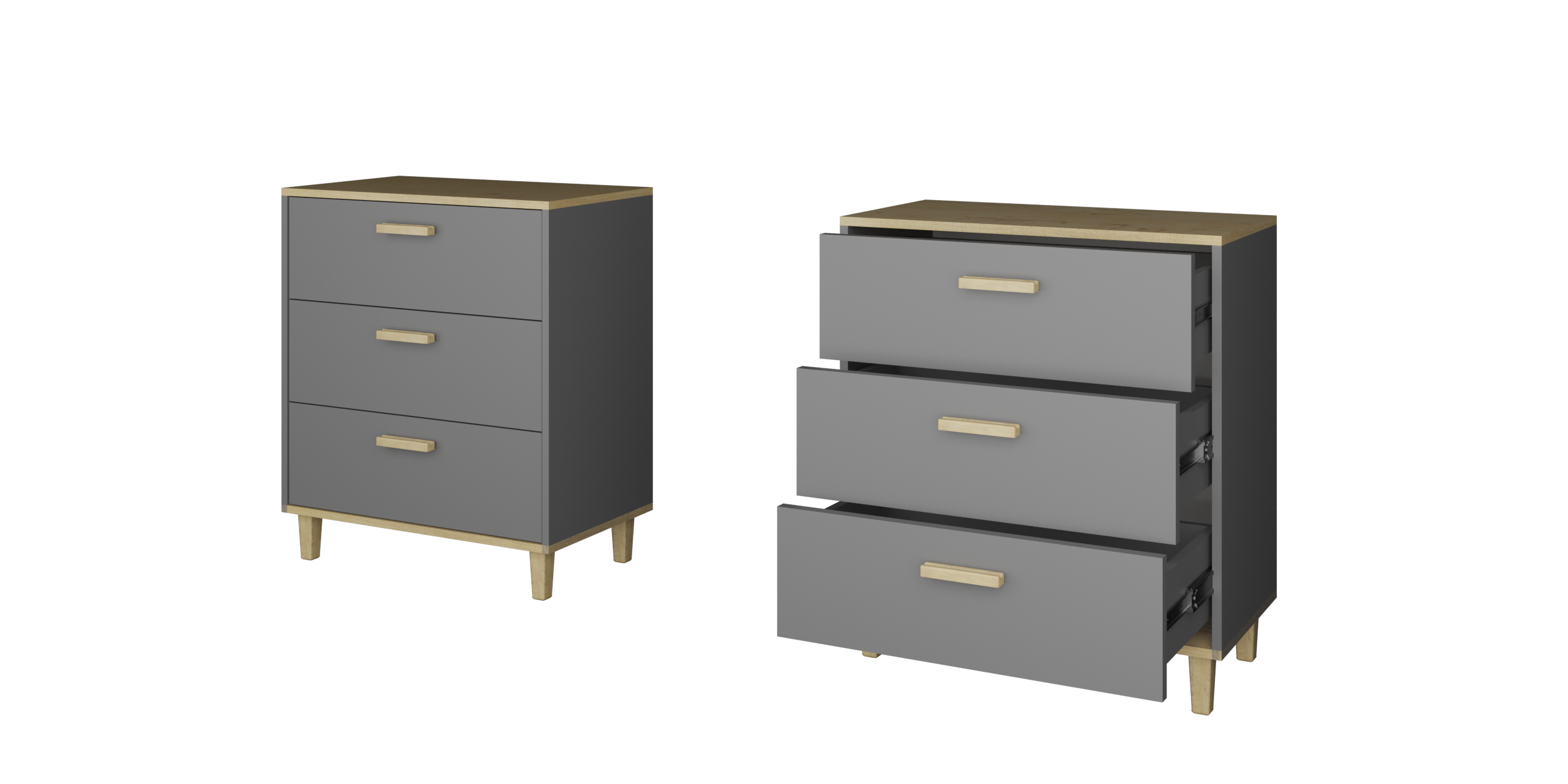 Комод "Брейк"  3 ящ. Дуб бунратти/базальт