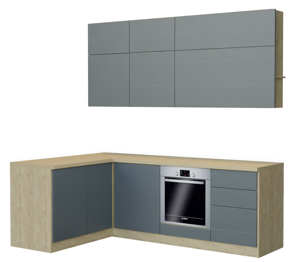 Кухня "Tokyo" ЛДСП Базальт / Дуб бунратти 1,5 х 2,3м