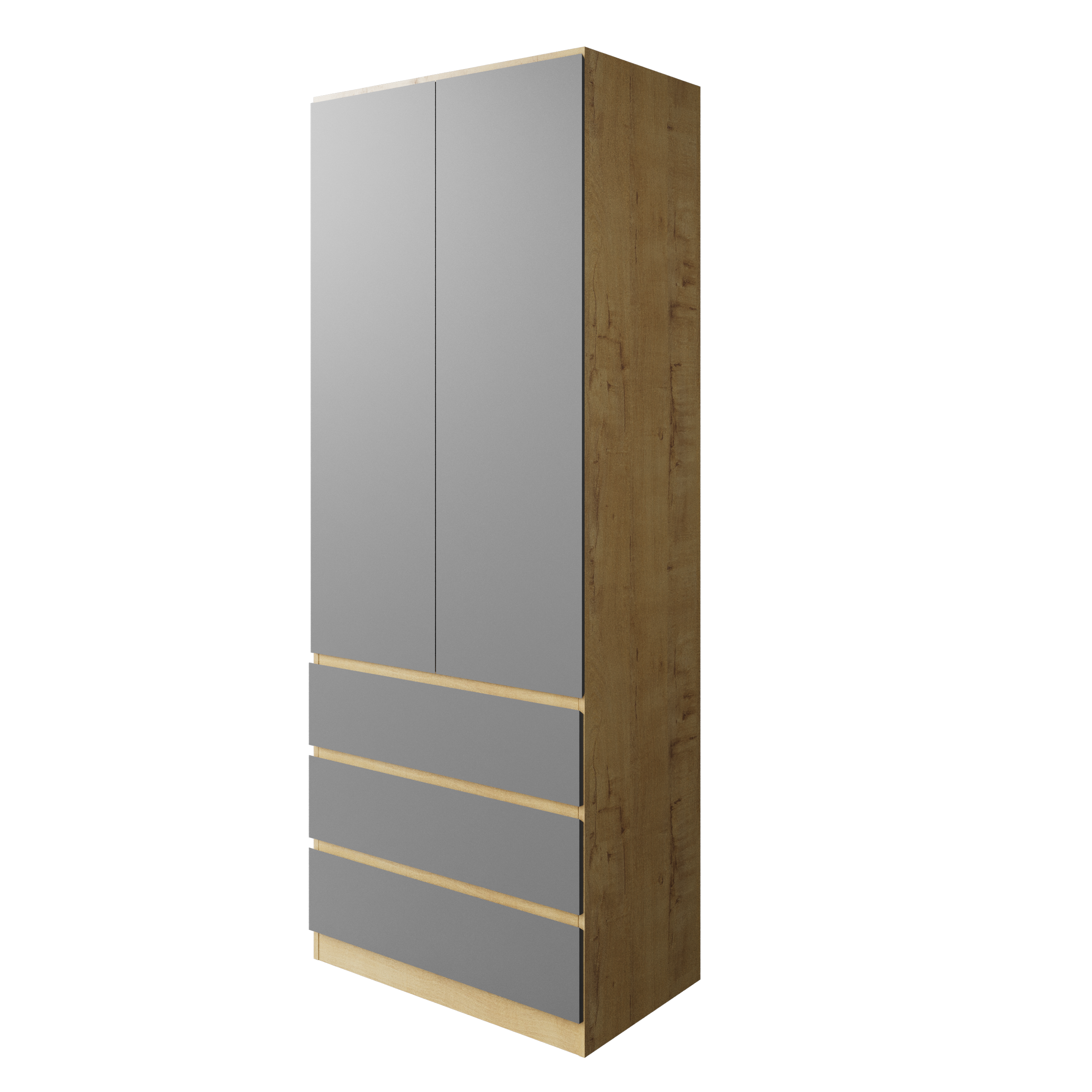 Шкаф "Твист" Лайт 2 двери, 3 ящика Дуб вотан/базальт