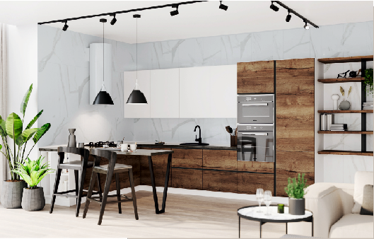 Кухня " Gola" 2,0 м Белый/ дуб Галифакс Табак