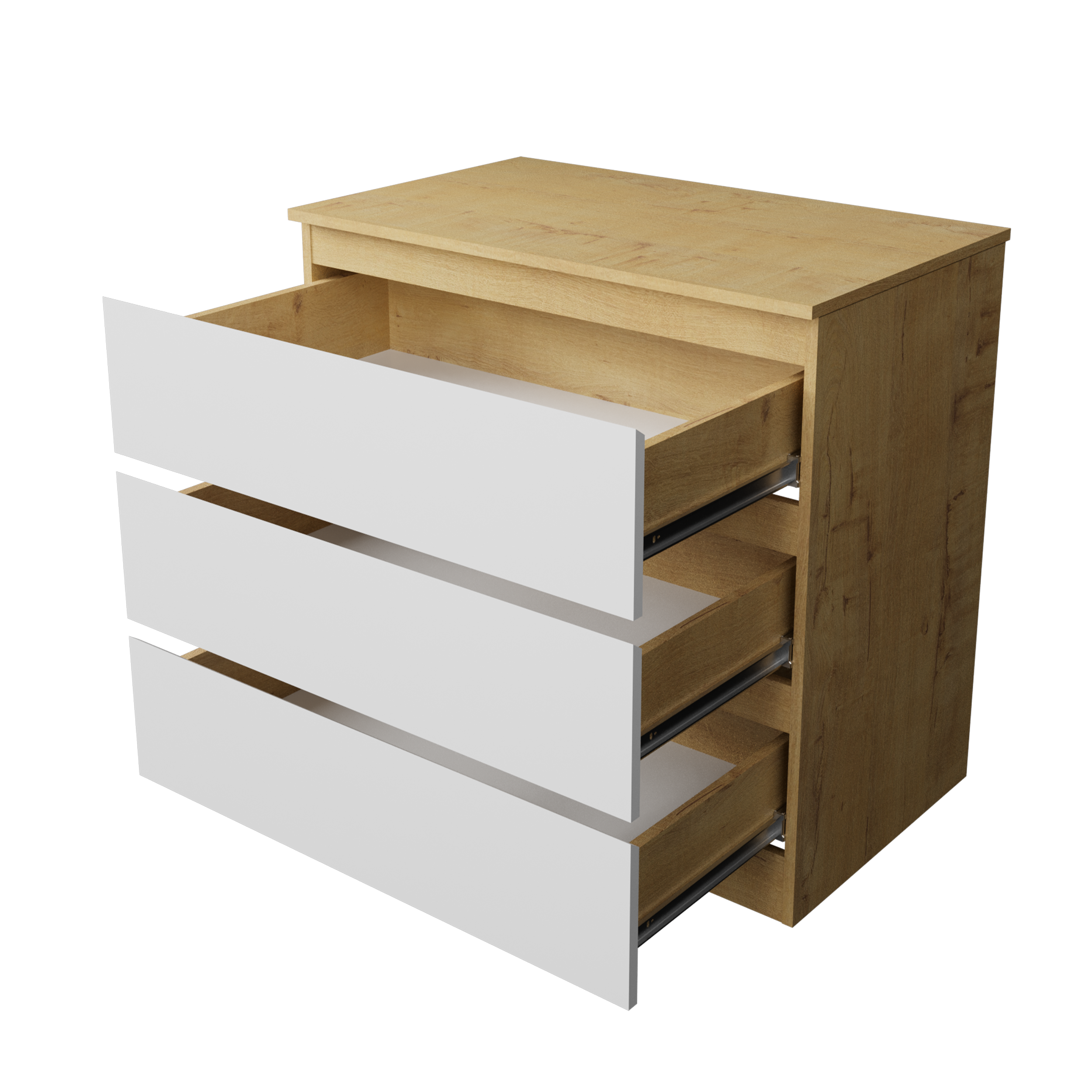 Комод "Твист" Лайт  4 ящ Дуб вотан /белый (БЕЗ ФУРНИТУРЫ)