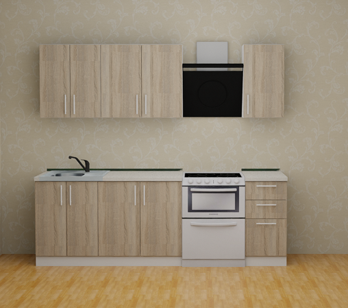 Кухня PLAIN sonoma 1,5м (Без столешницы, мойки, сушки)