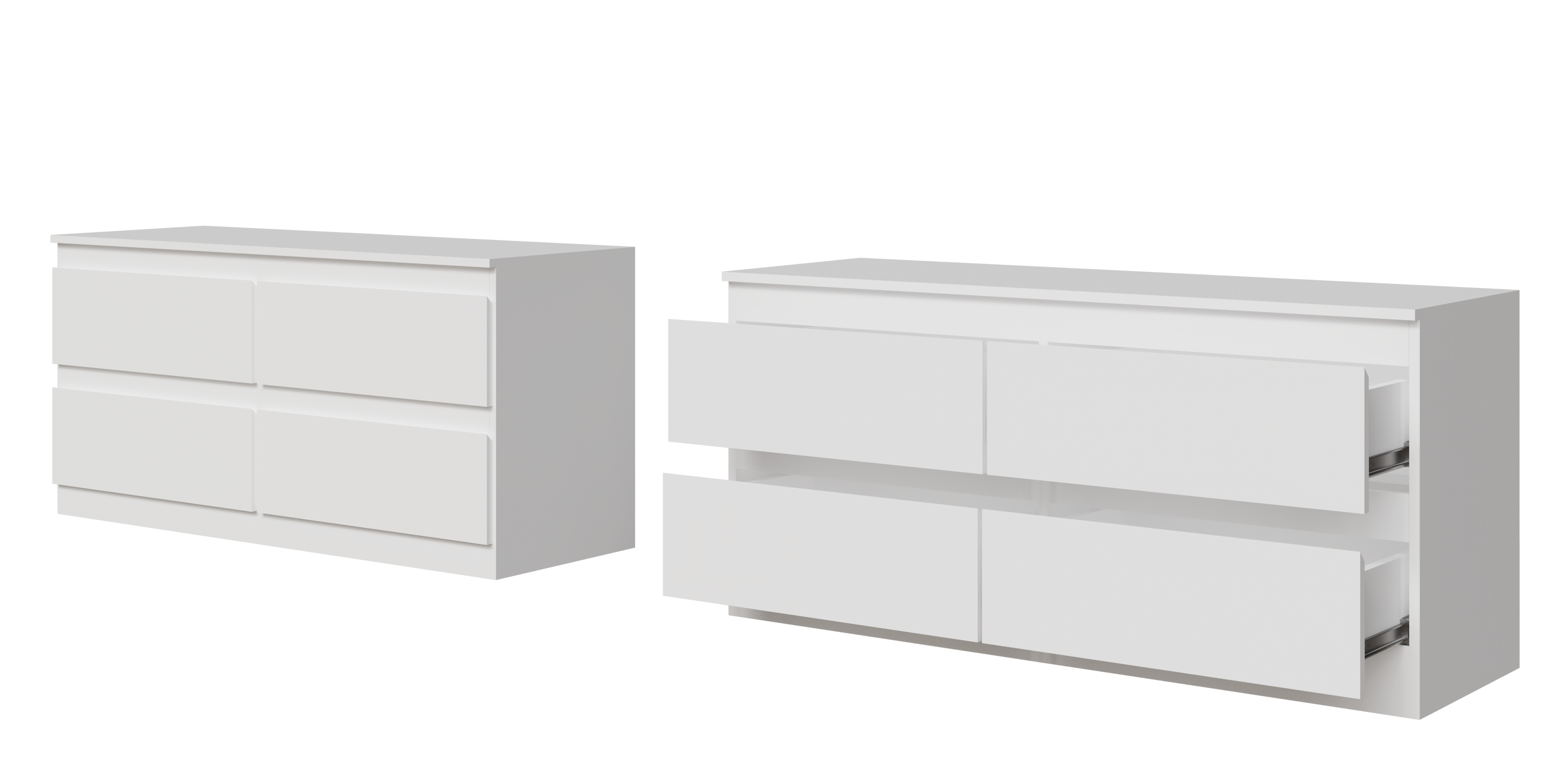 ТВ тумба Твист 1400 4 ящика Белый  (БЕЗ ФУРНИТУРЫ)