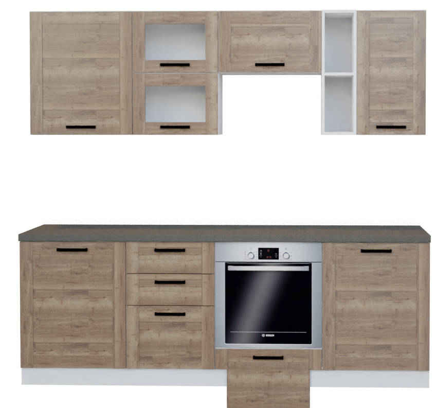 Кухня Kantri 2.3 м Белый/ дуб Галифакс Табак