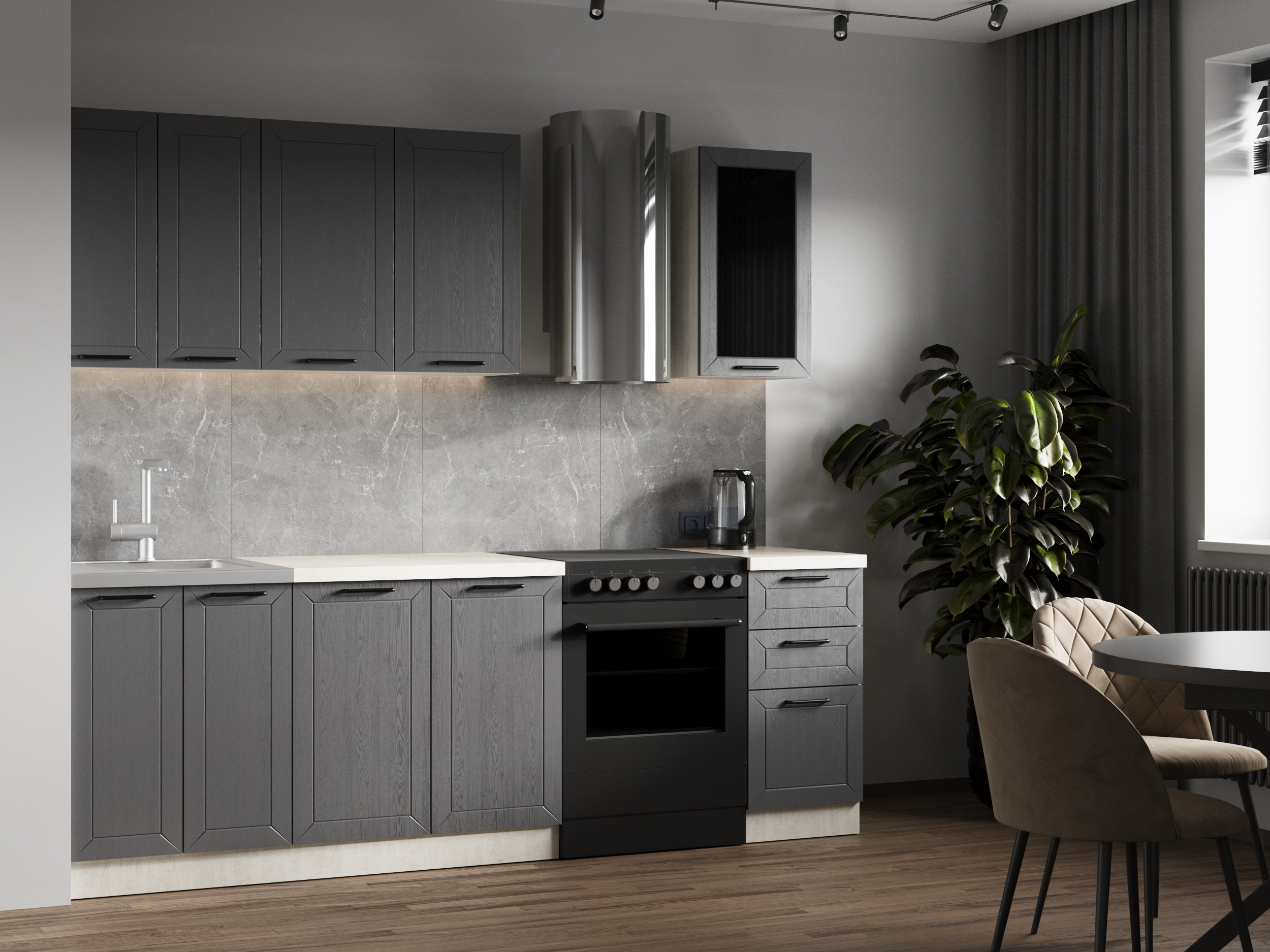 Кухня GRACIA graphite 1,8м (без столешницы, мойки, сушки)